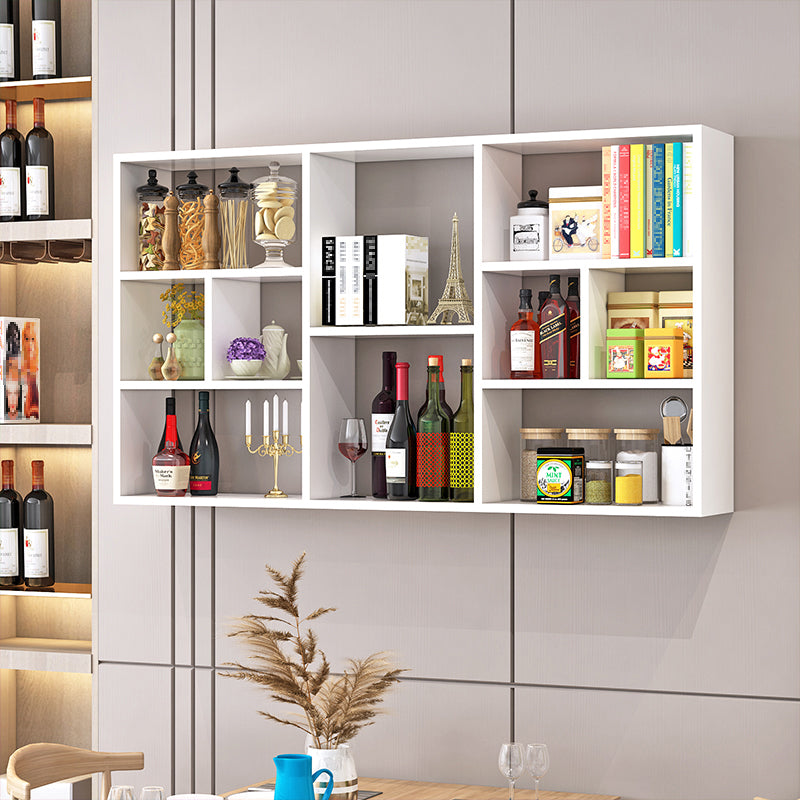 Contemporary Wall Unit Bookshelf Horizontal Manufactured Wood Bookcase