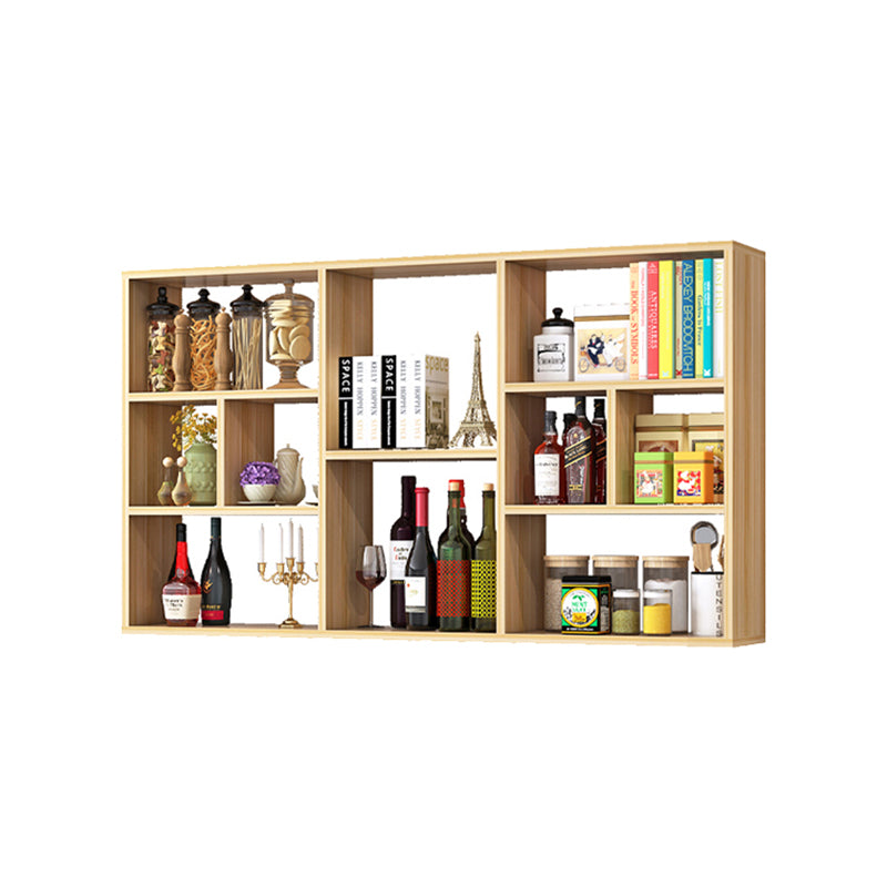 Contemporary Wall Unit Bookshelf Horizontal Manufactured Wood Bookcase