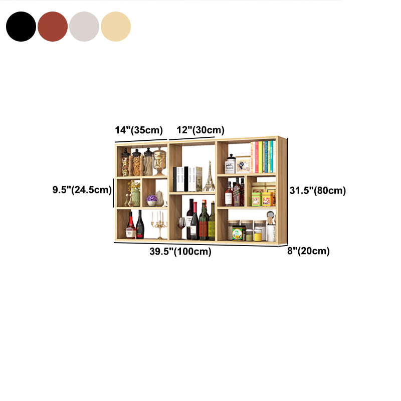 Contemporary Wall Unit Bookshelf Horizontal Manufactured Wood Bookcase