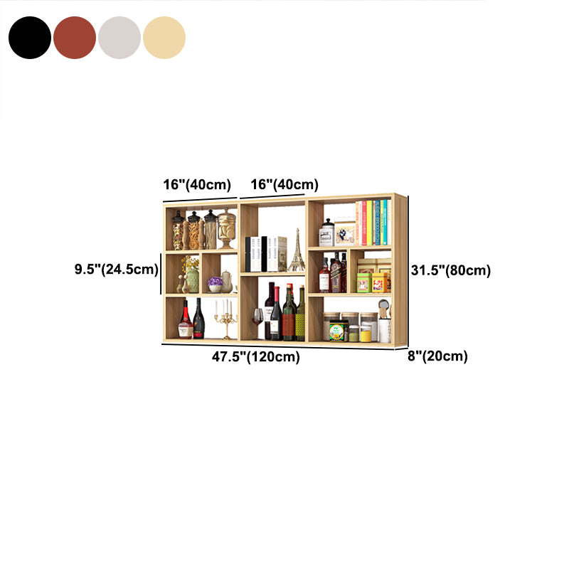 Contemporary Wall Unit Bookshelf Horizontal Manufactured Wood Bookcase