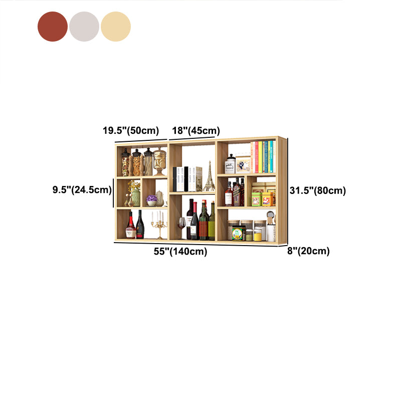 Contemporary Wall Unit Bookshelf Horizontal Manufactured Wood Bookcase