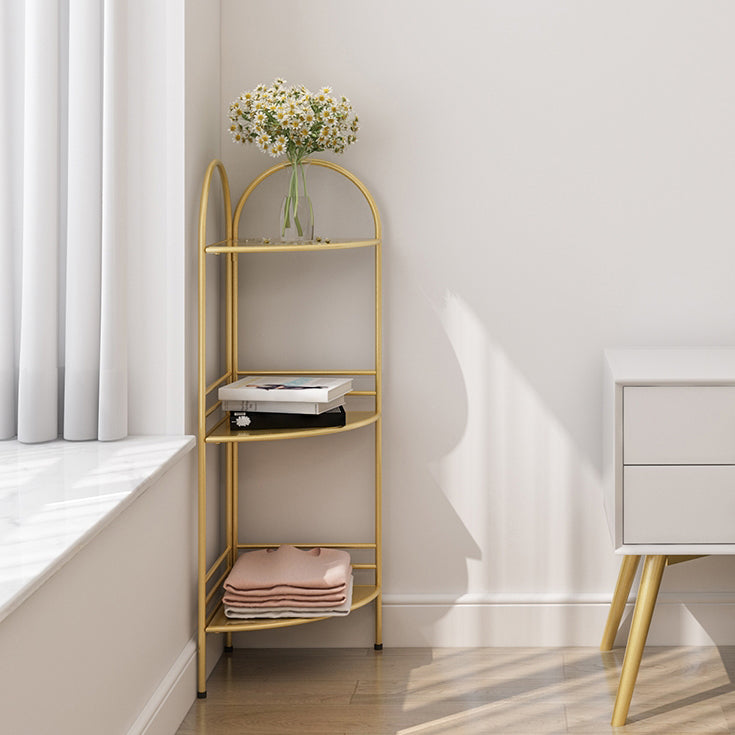 Modern Style Corner Bookshelf Open Back Metal Bookcase for Home