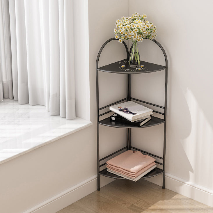 Modern Style Corner Bookshelf Open Back Metal Bookcase for Home