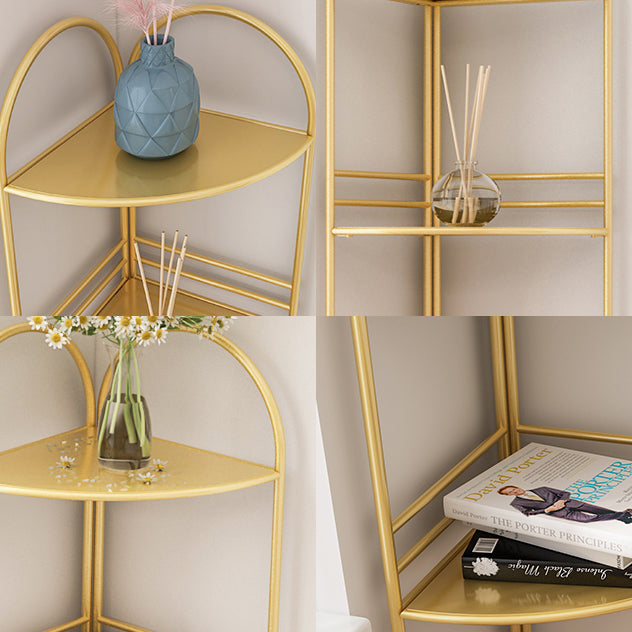 Modern Style Corner Bookshelf Open Back Metal Bookcase for Home