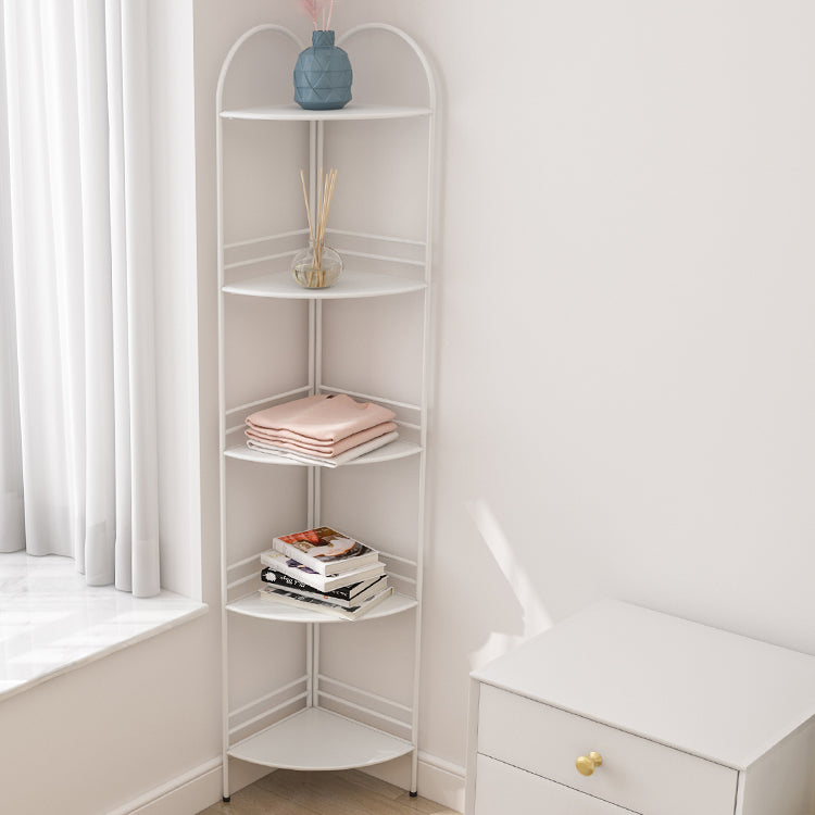 Modern Style Corner Bookshelf Open Back Metal Bookcase for Home