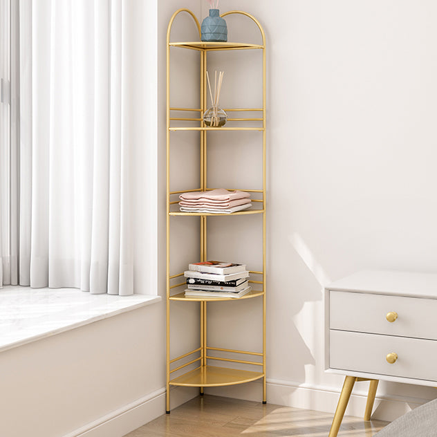 Modern Style Corner Bookshelf Open Back Metal Bookcase for Home