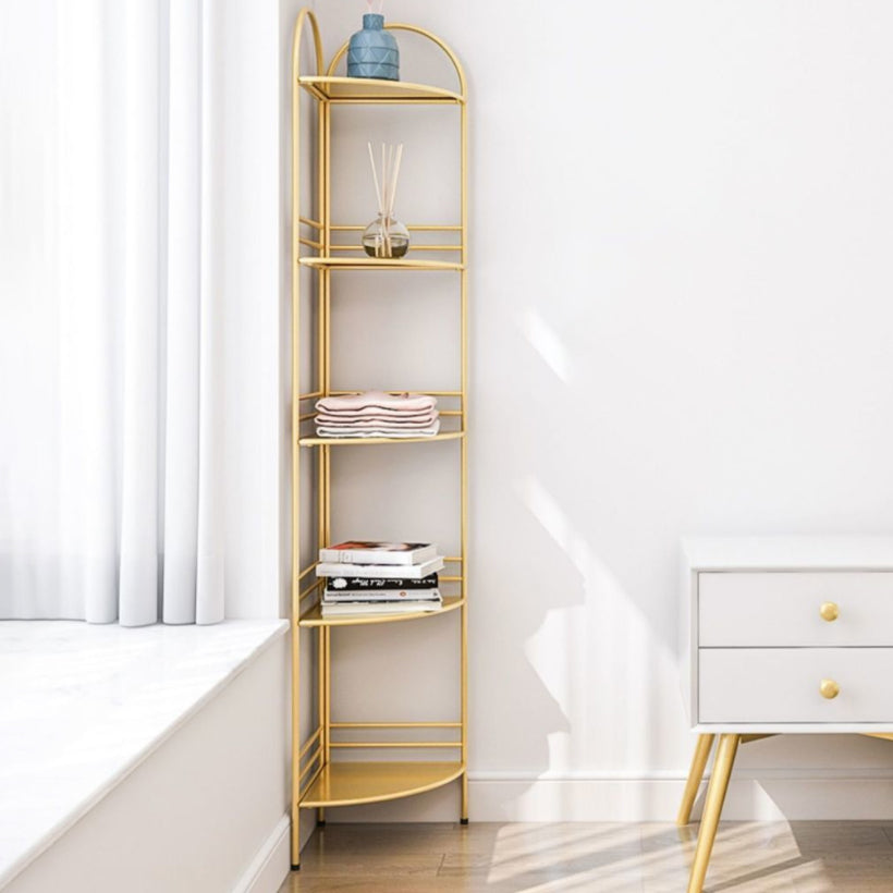 Modern Style Corner Bookshelf Open Back Metal Bookcase for Home