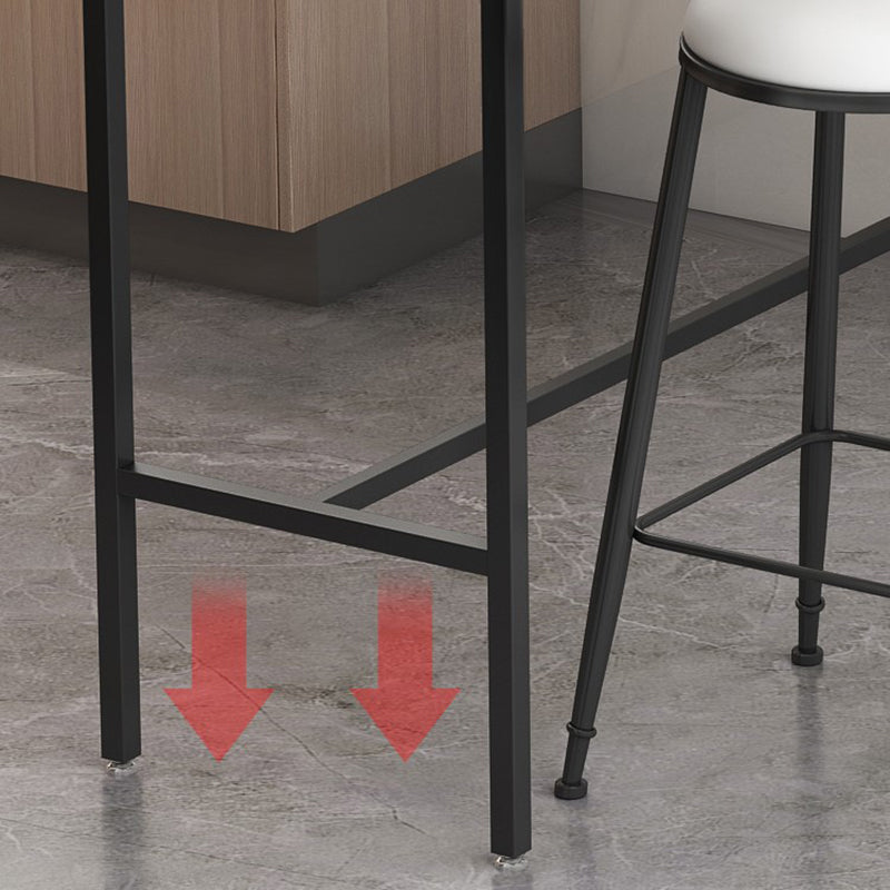 Modern Stone Bistro Accent Dining Table Trestle Footrest Indoor Patio Bar Table