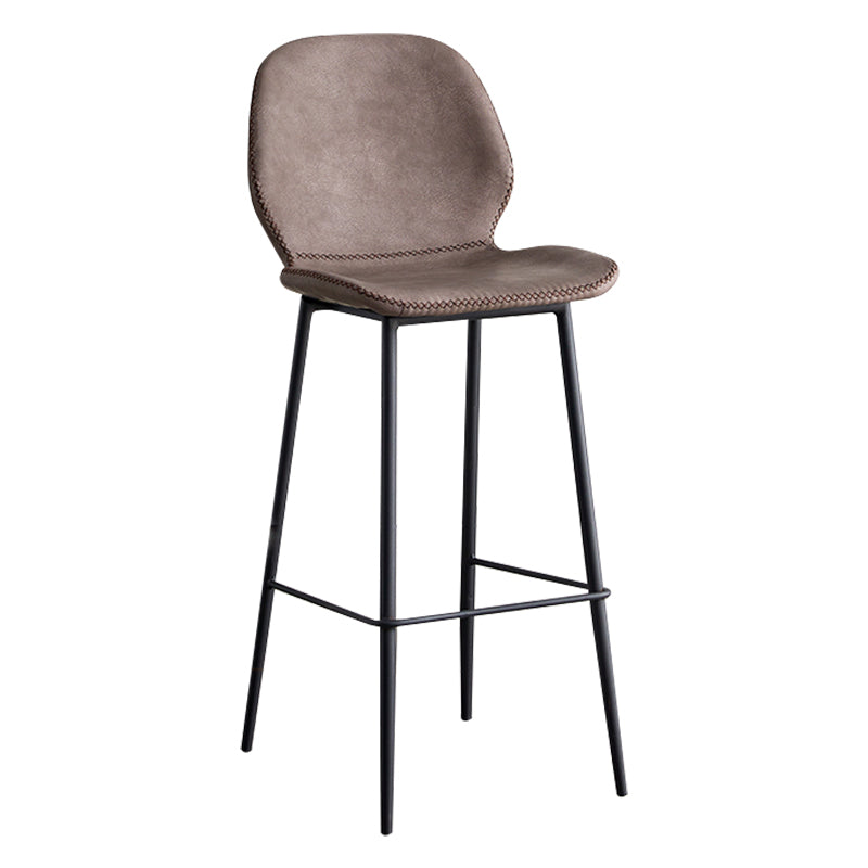 Contemporary Leather Bar Stools Indoor Barstool with Iron Legs and Low Back