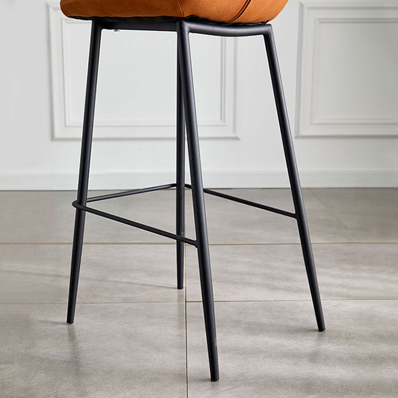 Contemporary Leather Bar Stools Indoor Barstool with Iron Legs and Low Back