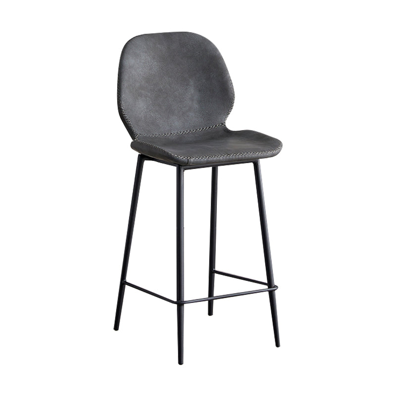 Contemporary Leather Bar Stools Indoor Barstool with Iron Legs and Low Back
