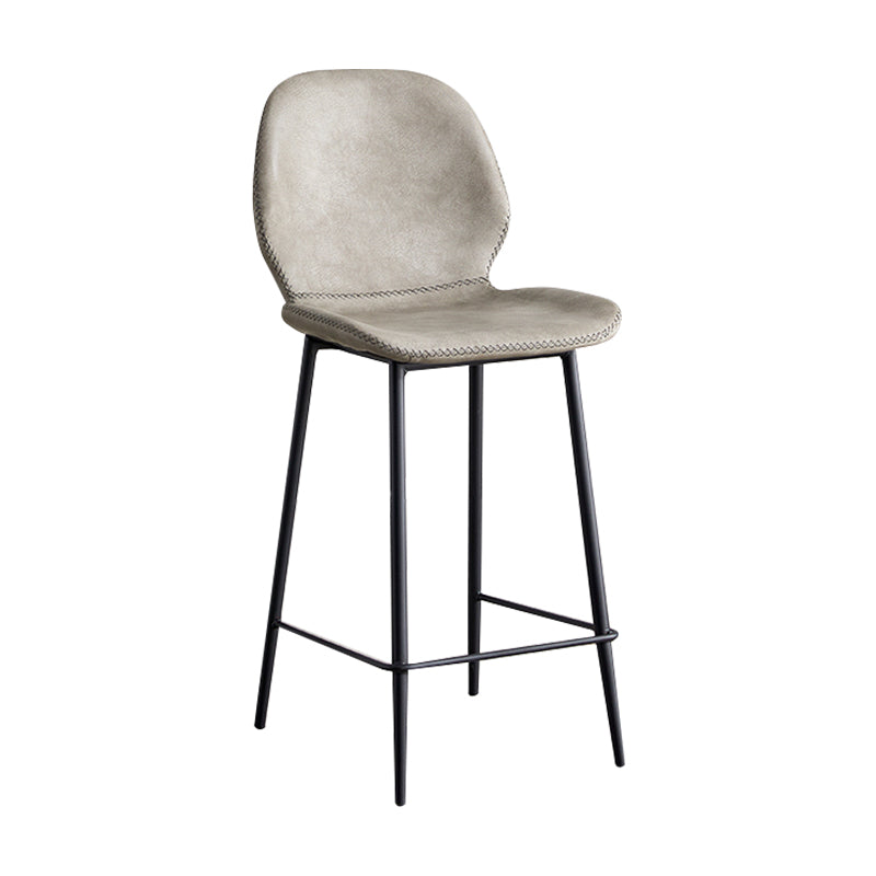 Contemporary Leather Bar Stools Indoor Barstool with Iron Legs and Low Back