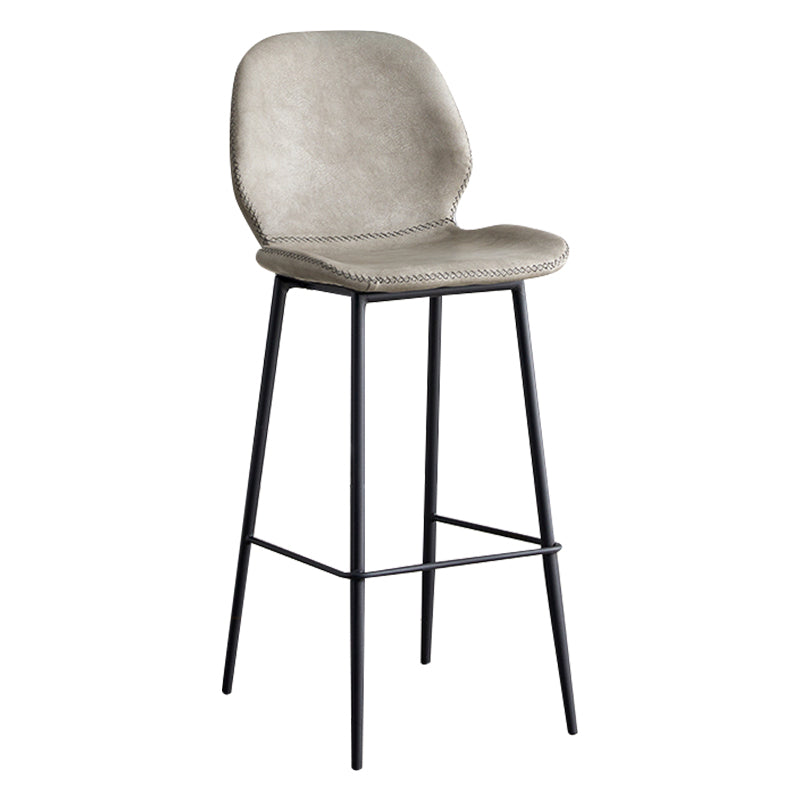 Contemporary Leather Bar Stools Indoor Barstool with Iron Legs and Low Back