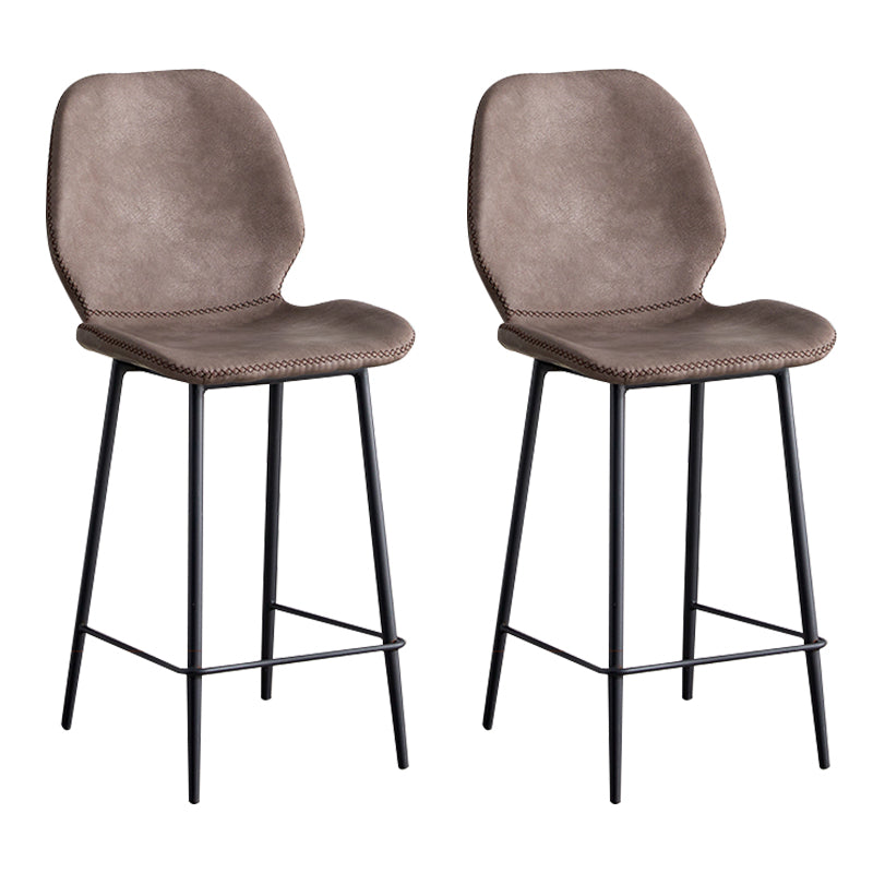 Contemporary Leather Bar Stools Indoor Barstool with Iron Legs and Low Back