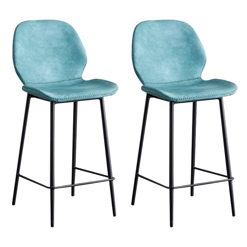 Contemporary Leather Bar Stools Indoor Barstool with Iron Legs and Low Back