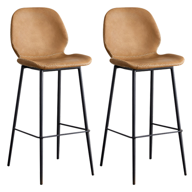 Contemporary Leather Bar Stools Indoor Barstool with Iron Legs and Low Back