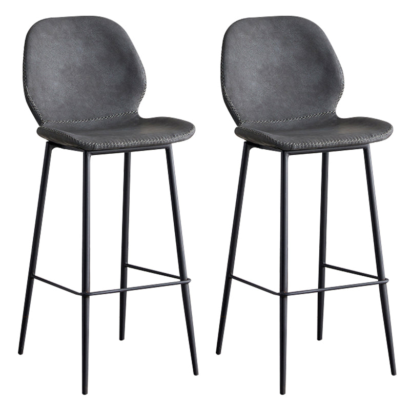 Contemporary Leather Bar Stools Indoor Barstool with Iron Legs and Low Back