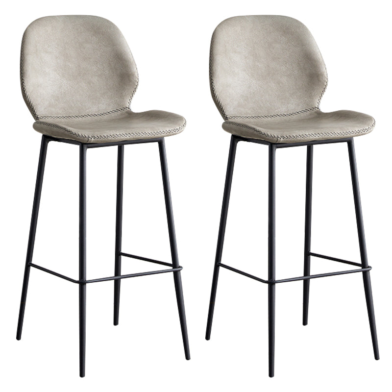 Contemporary Leather Bar Stools Indoor Barstool with Iron Legs and Low Back