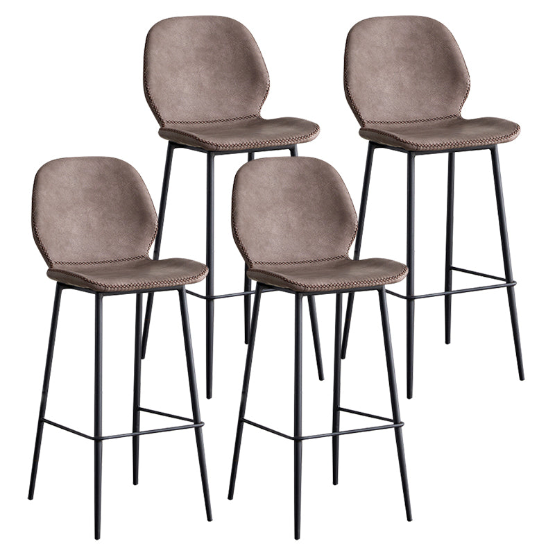 Contemporary Leather Bar Stools Indoor Barstool with Iron Legs and Low Back