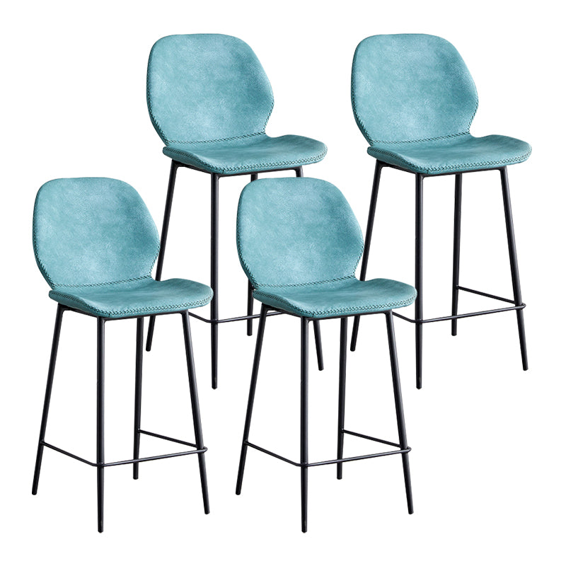Contemporary Leather Bar Stools Indoor Barstool with Iron Legs and Low Back