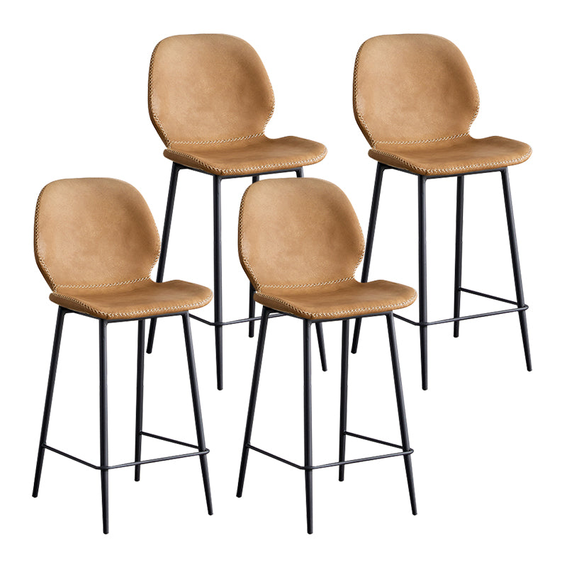 Contemporary Leather Bar Stools Indoor Barstool with Iron Legs and Low Back