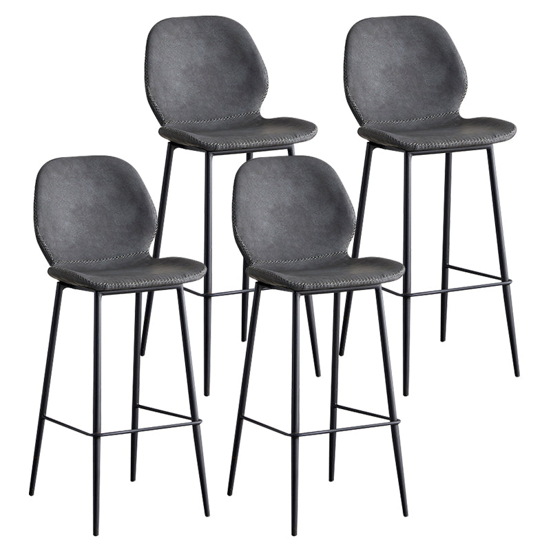 Contemporary Leather Bar Stools Indoor Barstool with Iron Legs and Low Back