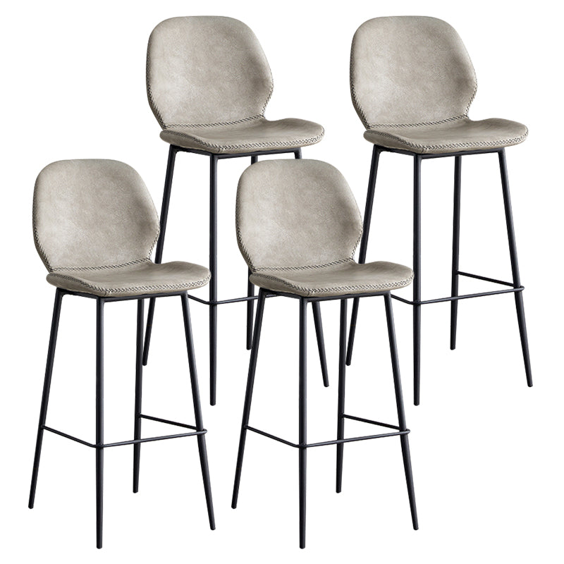 Contemporary Leather Bar Stools Indoor Barstool with Iron Legs and Low Back