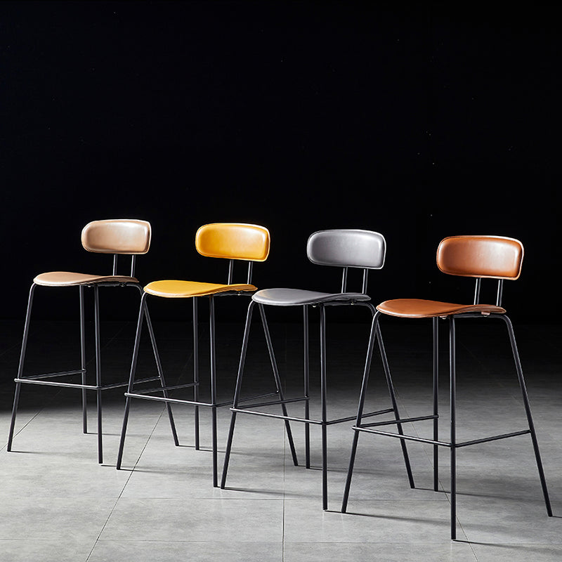 Nordic Style Leather Seat Backrest Bar Chair Front Desk High Chair