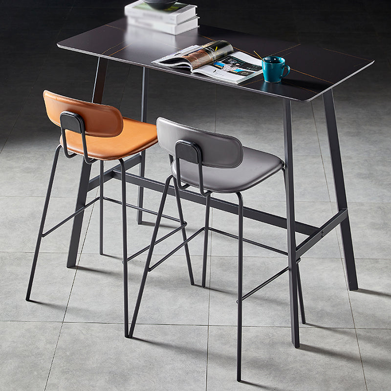 Nordic Style Leather Seat Backrest Bar Chair Front Desk High Chair