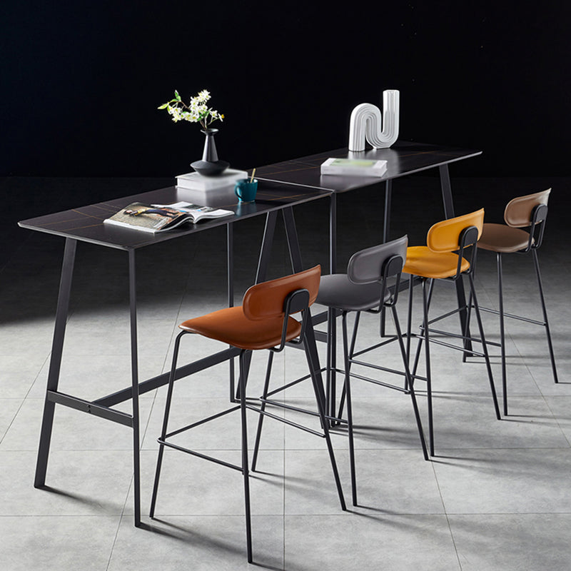 Nordic Style Leather Seat Backrest Bar Chair Front Desk High Chair