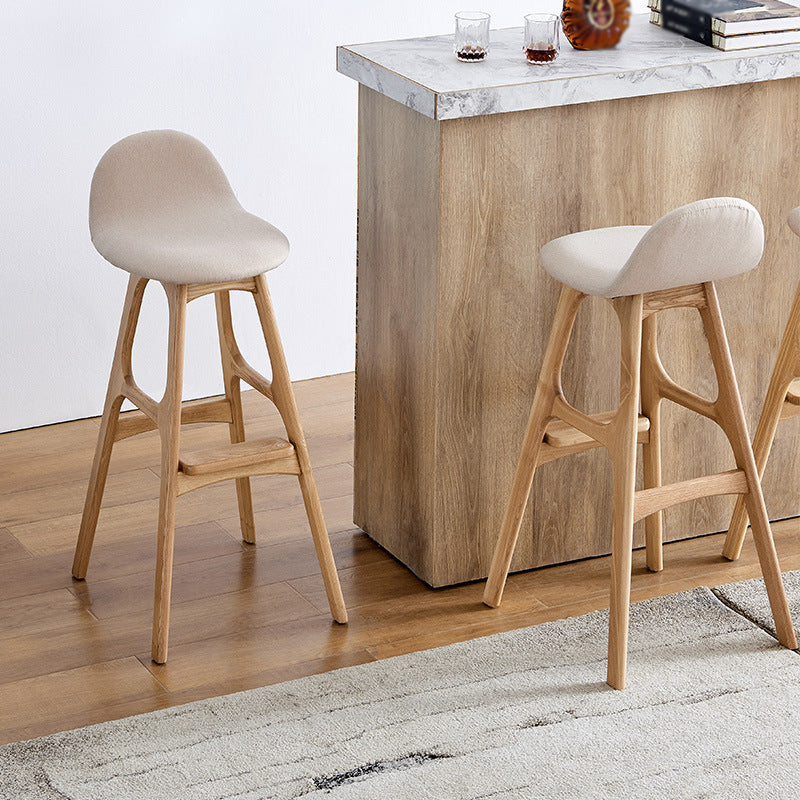 Scandinavian Style Bar-stool with Wooden Legs Counter Stool for Kitchen Bar