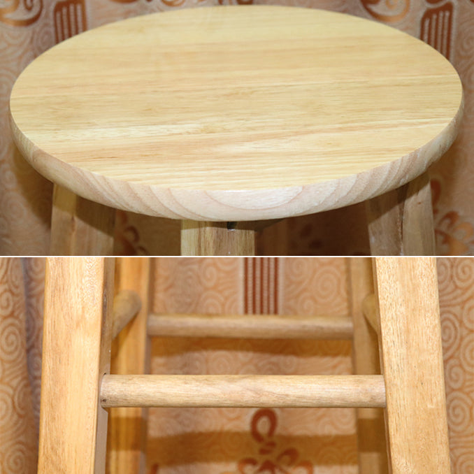 Modern Armless Backless Counter Stool Wood Cashier Bar Stool with Wooden Seat and Pedal