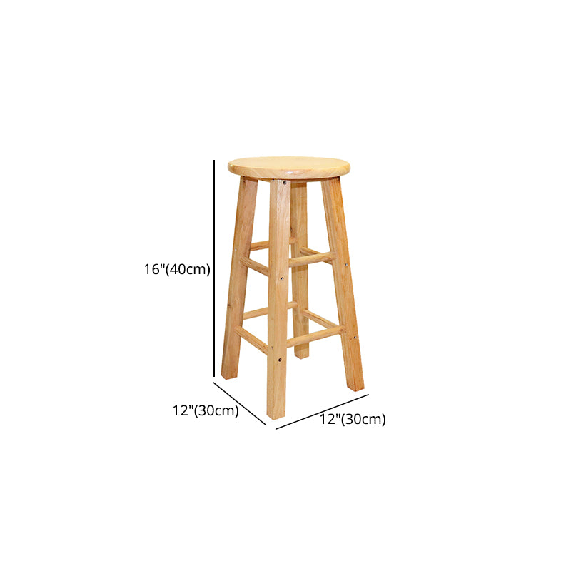 Modern Armless Backless Counter Stool Wood Cashier Bar Stool with Wooden Seat and Pedal