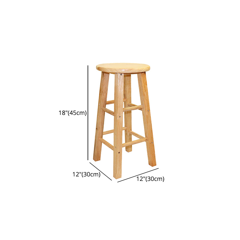 Modern Armless Backless Counter Stool Wood Cashier Bar Stool with Wooden Seat and Pedal