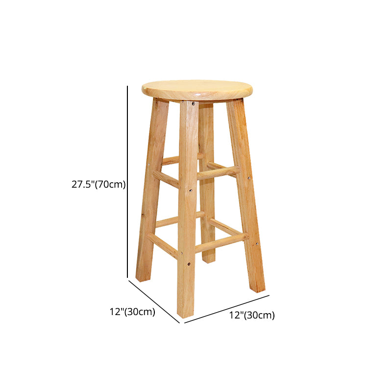 Modern Armless Backless Counter Stool Wood Cashier Bar Stool with Wooden Seat and Pedal
