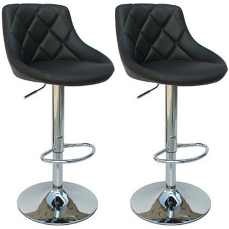 Modern Style Leather Bar Stool with Footrest and Adjustable Height Bistro Bar Stool