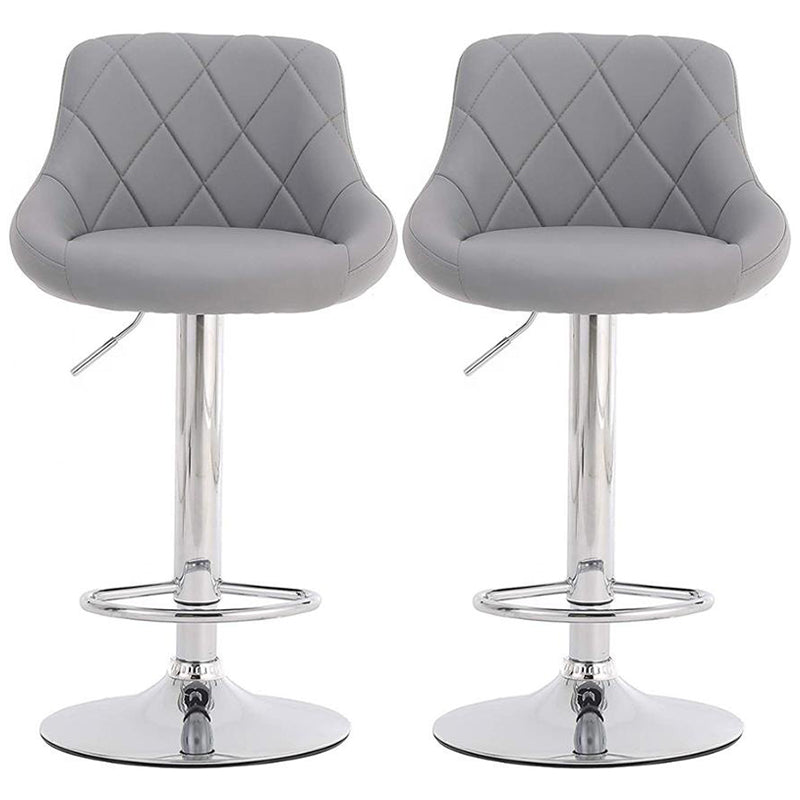 Modern Style Leather Bar Stool with Footrest and Adjustable Height Bistro Bar Stool