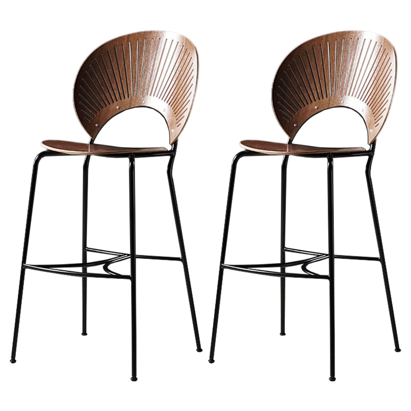 Industrial Armless Solid Wood Barstools 25-Inch Metal Bar Stool