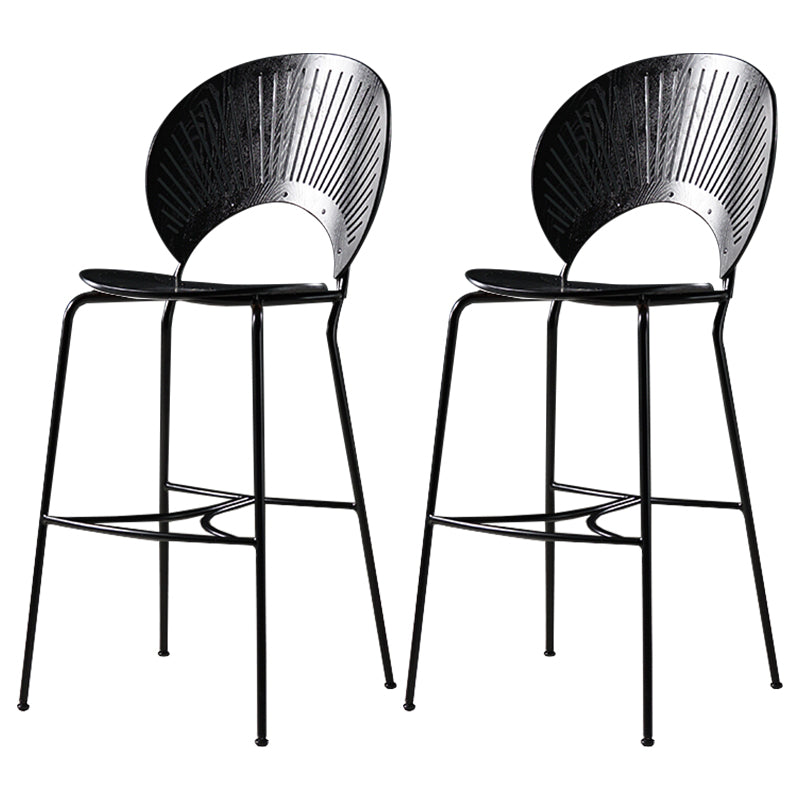 Industrial Armless Solid Wood Barstools 25-Inch Metal Bar Stool