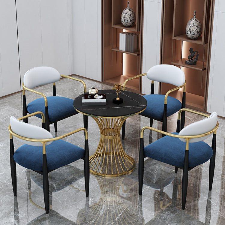 Glam Black Sintered Stone Dining Table Set 1/2/5 Pieces Dining Set for Home Use
