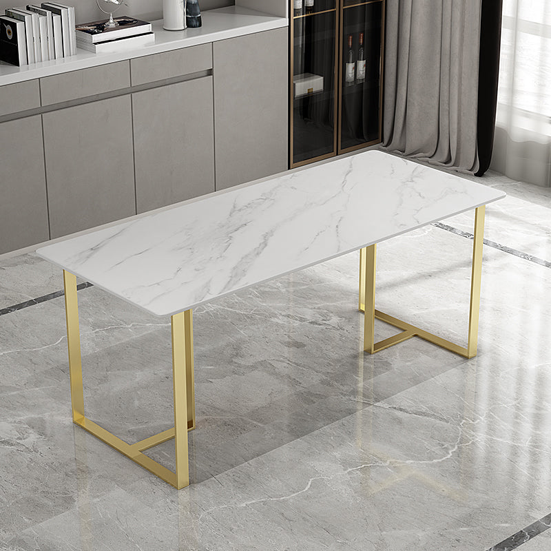 Traditional Luxury Rectangle Table Stone Double Pedestal Dining Site Table