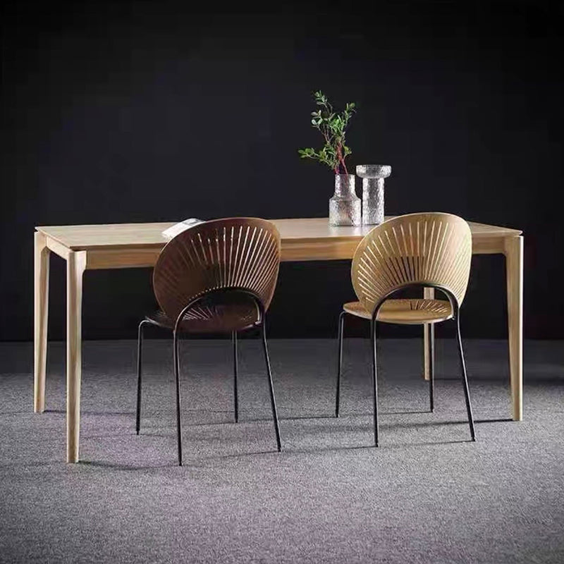 Rectangle Wood Color Dining Table Ashwood Solid Wood Table Modern with 4 Legs