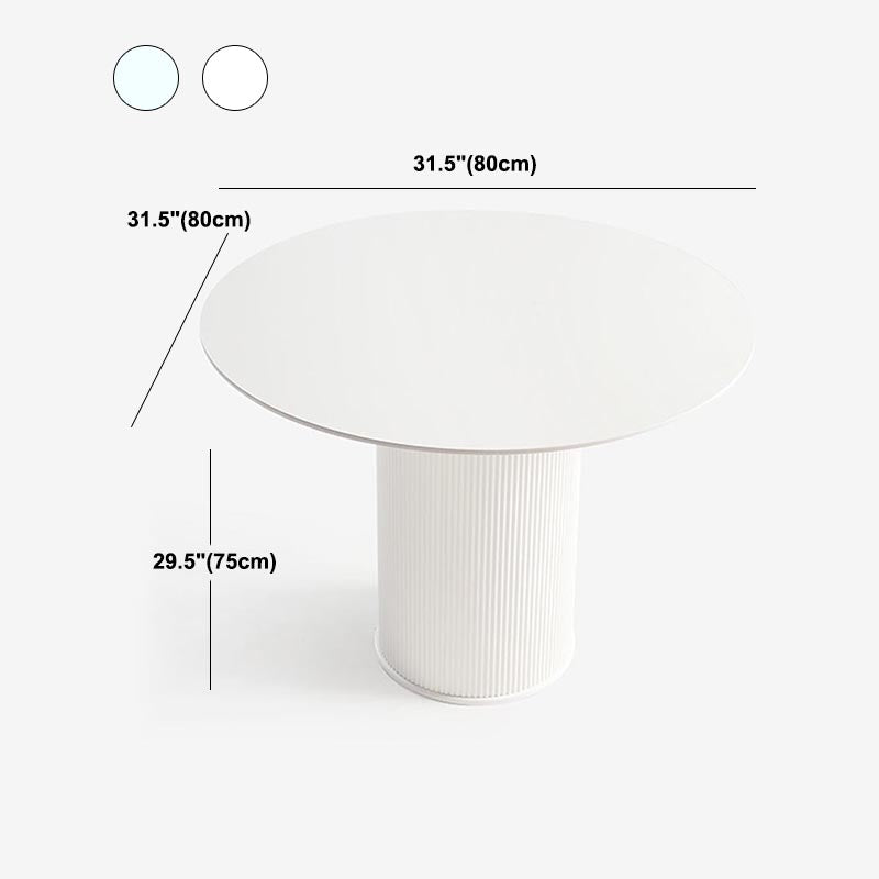 Simplicity Round Restaurant Table White Stone Top Dining Table for Living Room