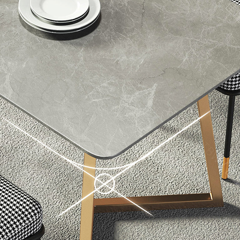 Modern White with Marble Counter Table Rectangle Dining Table for Kitchen