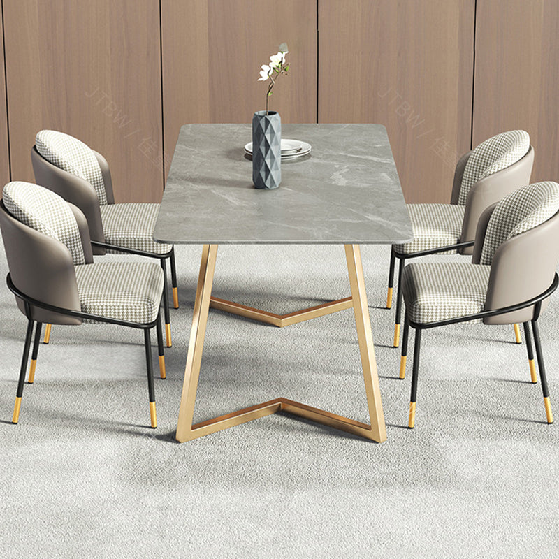 Modern White with Marble Counter Table Rectangle Dining Table for Kitchen