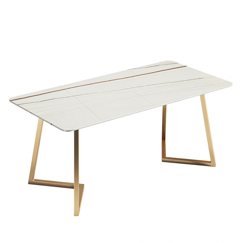 Modern White with Marble Counter Table Rectangle Dining Table for Kitchen