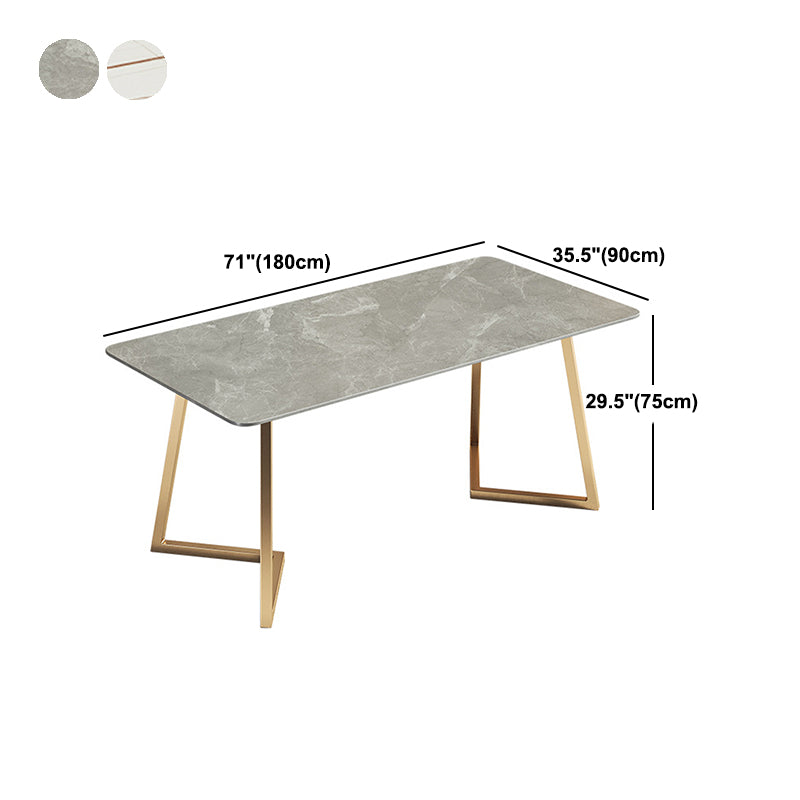 Modern White with Marble Counter Table Rectangle Dining Table for Kitchen