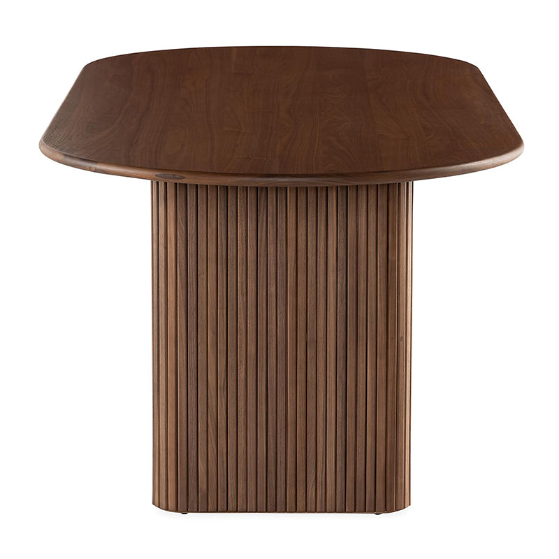 Solid Wood Top Dining Table Modern Oval Table with Double Pedestal for Kitchen