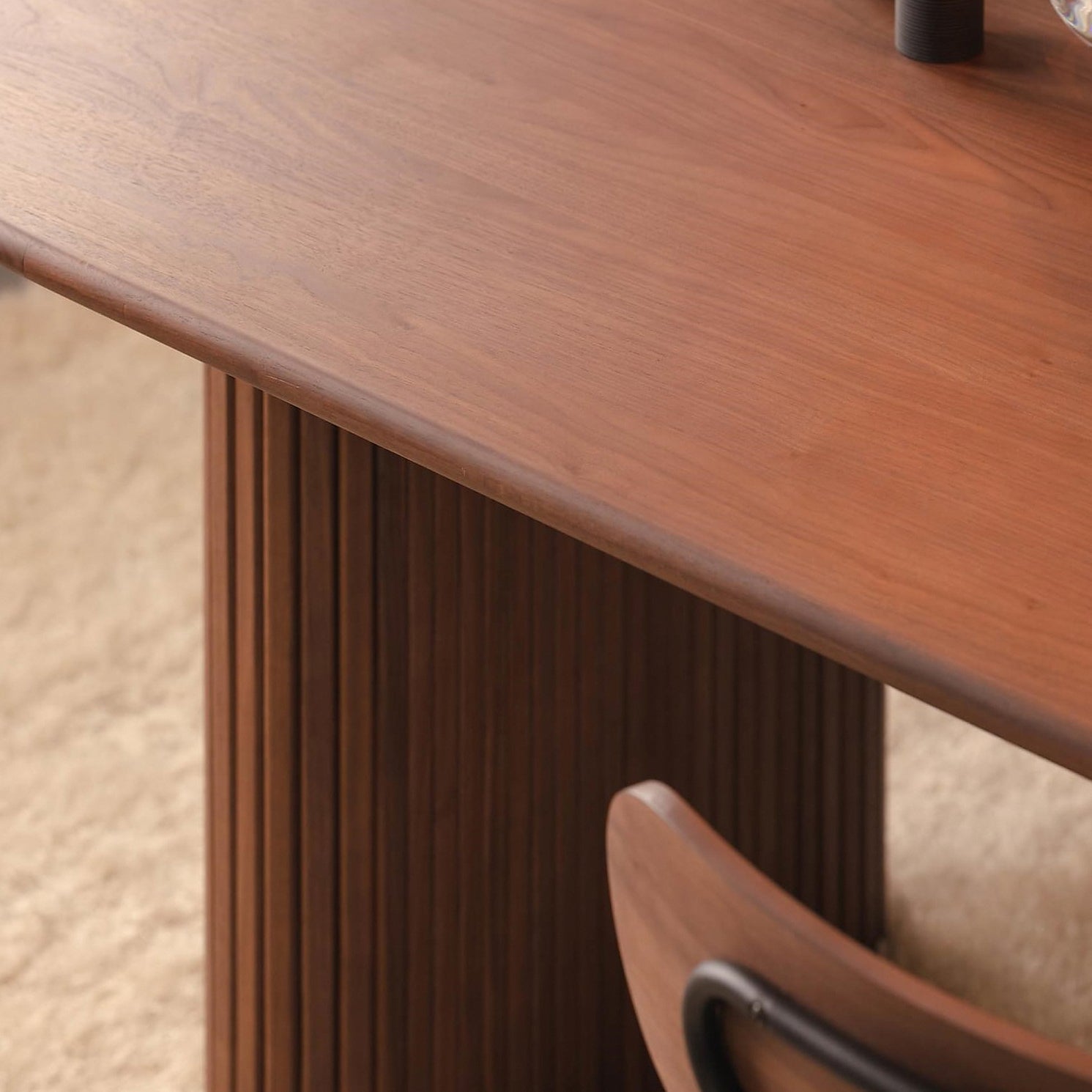 Solid Wood Top Dining Table Modern Oval Table with Double Pedestal for Kitchen