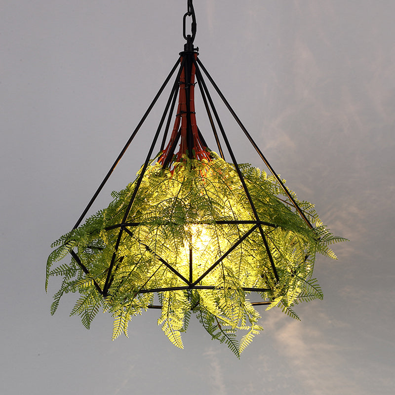 Lampada a goccia di gocce di metallo nero diamante 1 testa industriale a ciondolo di illuminazione per il ristorante, 15 "/18" /23,5 "di larghezza